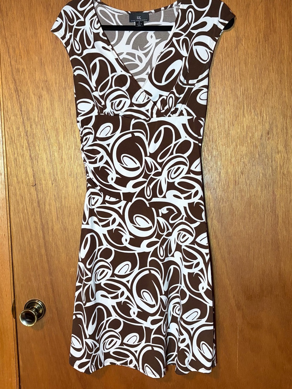 Byer California Brown and White Printed Midi Dress